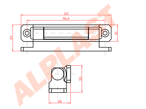 dobradiça 110mm em nylon